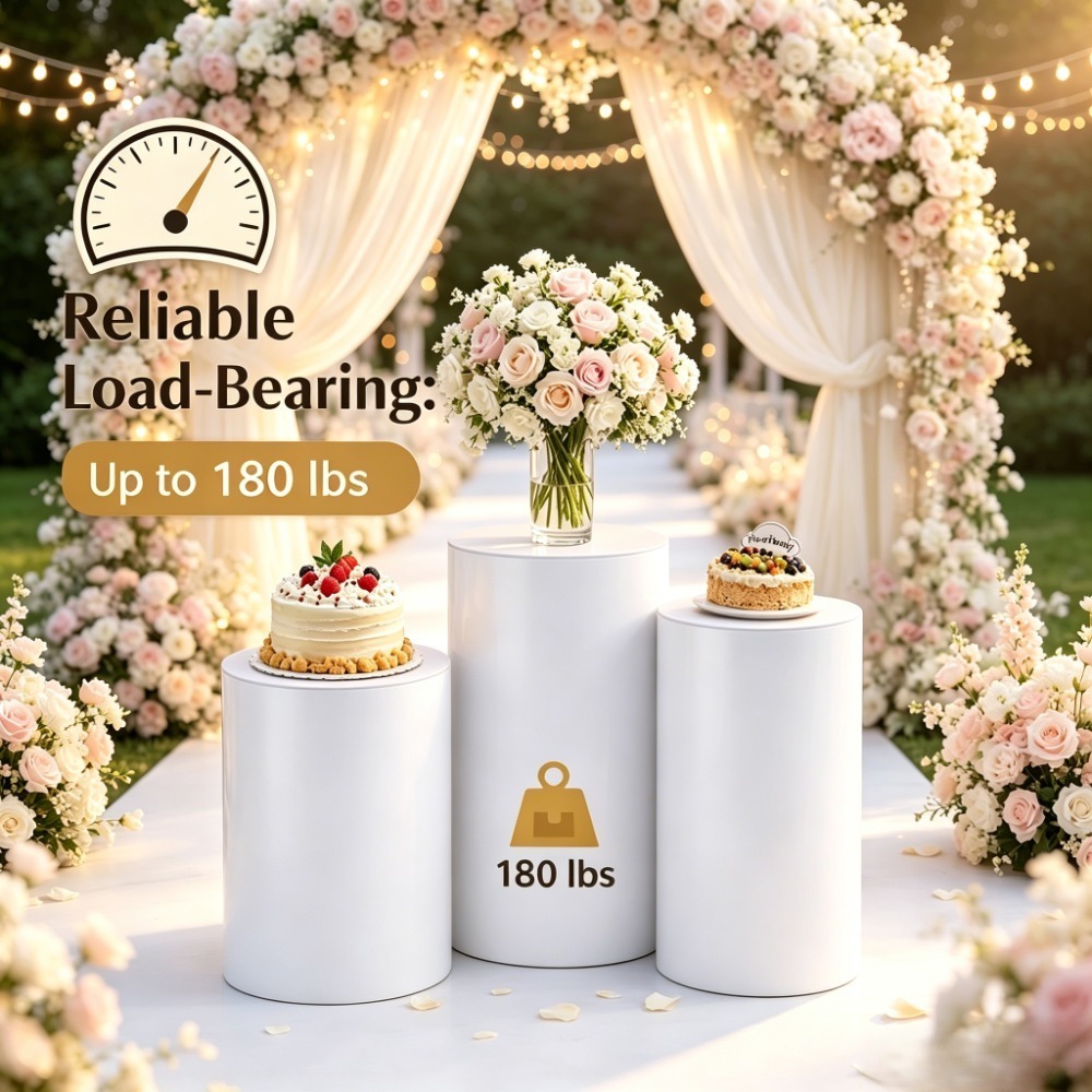 Event Support - 3/5개입 흰색 원형 받침대, 웨딩 파티용