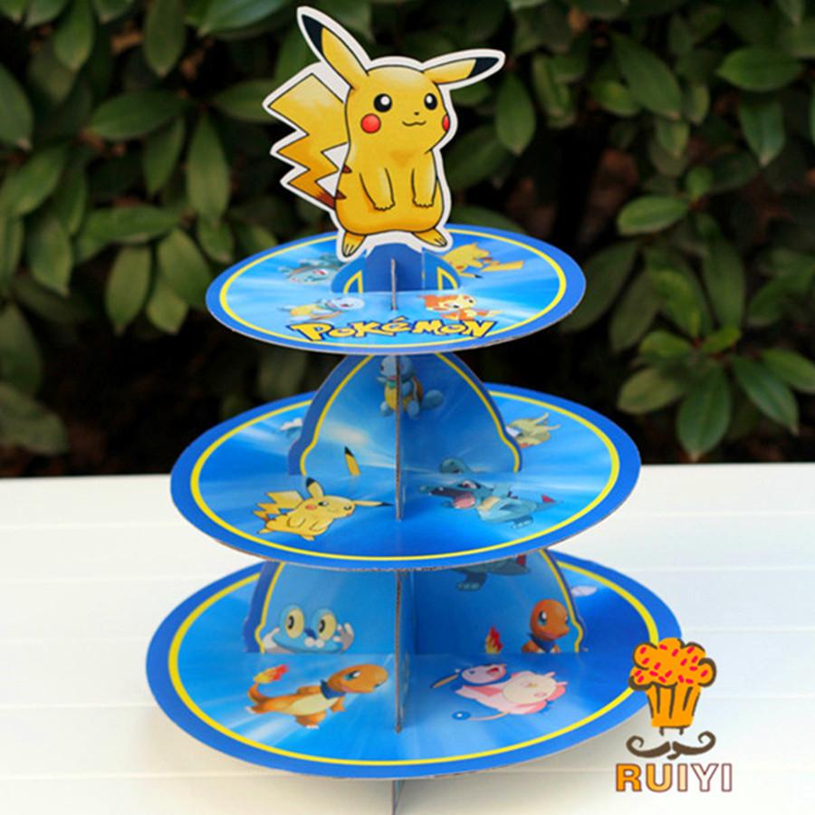 Cupcake Stand Tier - 피카추 포켓몬 3 계층 케이크 스탠드