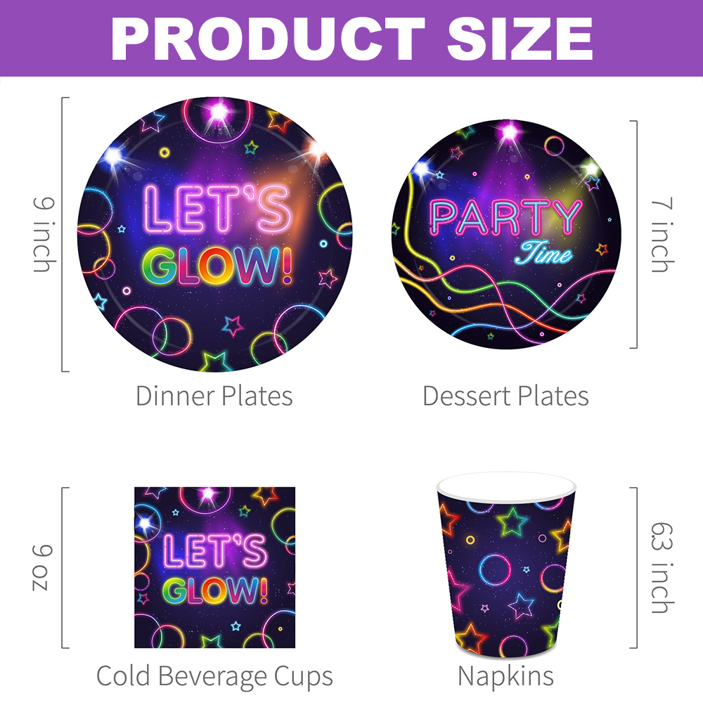 빛나는 파티 식기류 컵 종이 접시 냅킨 배너 풍선 네온 - Let'S Party Event Supply 리뷰 및 가격