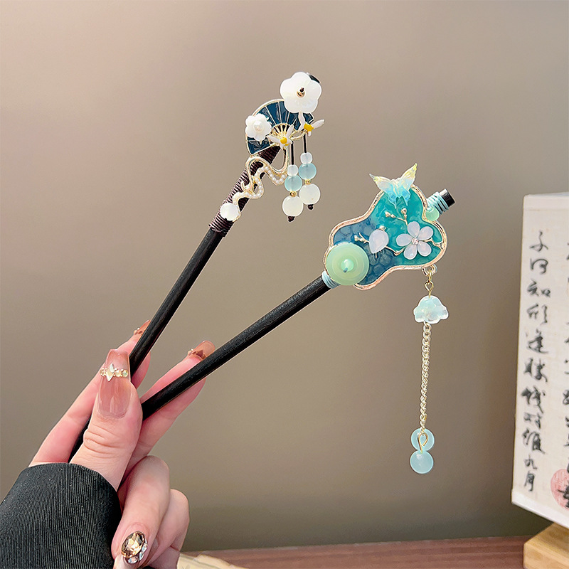 클래식 태슬 헤어 스틱 블랙 나무 꽃 진주 머리핀 중국 - Event Suppliers 리뷰 및 가격